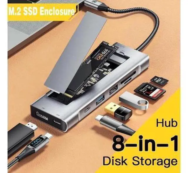 Main image of USB C Docking Station - Universal Laptop Docking Station 8 in 1 for Thunderbolt 3/4, USB C Dock with M.2 SSD Enclosure, USB 3.2, USB-A,100W PD, 10Gbps USB C, SD/TF Card Reader and 4K HDMI