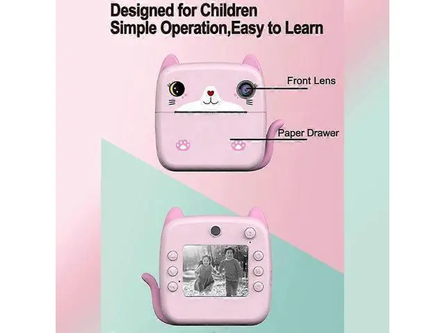 Alt view image 5 of 5 - Ecocleanpath A21 Kids Instant Print Camera with Dual Lens, 1080P HD Video & Free 32GB Card - Pink