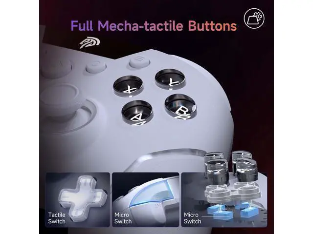 Alt view image 6 of 7 - EasySMX X20 Wireless Gaming Controller with RGB Backlit, 2-Stage Hall Effect Stick, 1000Hz Polling Rate, 6-Axis Gyro on Multi-Platform, Mech Buttons- Compatible with PC/Switch/Steam/Android