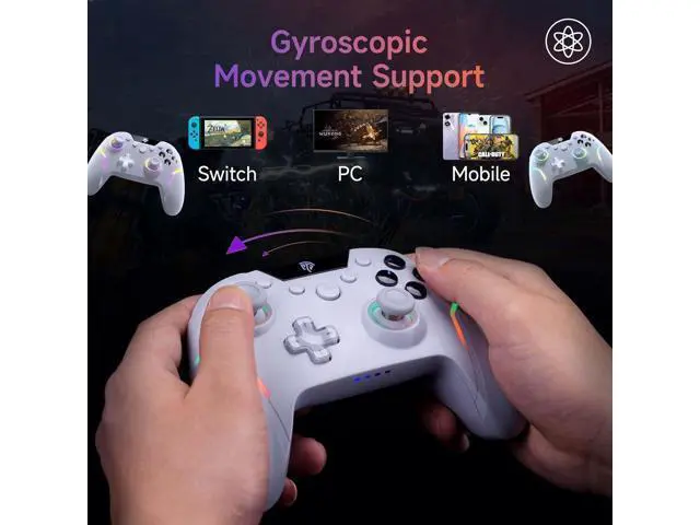 Alt view image 5 of 7 - EasySMX X20 Wireless Gaming Controller with RGB Backlit, 2-Stage Hall Effect Stick, 1000Hz Polling Rate, 6-Axis Gyro on Multi-Platform, Mech Buttons- Compatible with PC/Switch/Steam/Android