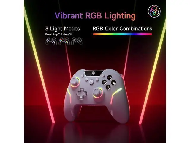 Alt view image 4 of 7 - EasySMX X20 Wireless Gaming Controller with RGB Backlit, 2-Stage Hall Effect Stick, 1000Hz Polling Rate, 6-Axis Gyro on Multi-Platform, Mech Buttons- Compatible with PC/Switch/Steam/Android