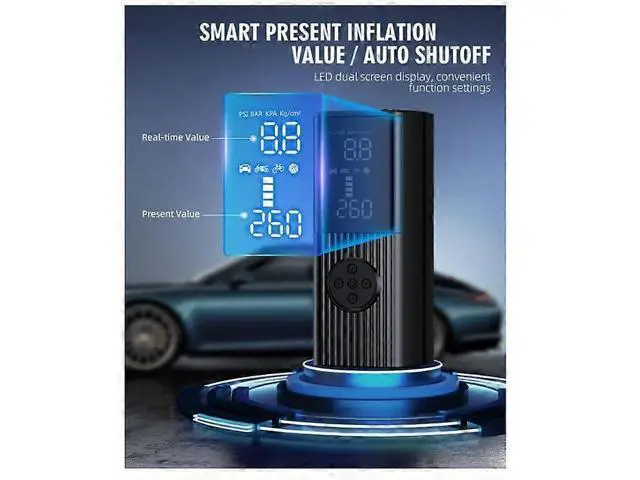 Alt view image 5 of 5 - Ecocleanpath 180PSI Portable Tire Inflator with 20000mAh Battery, LCD Display, 3X Fast Inflation (Black)