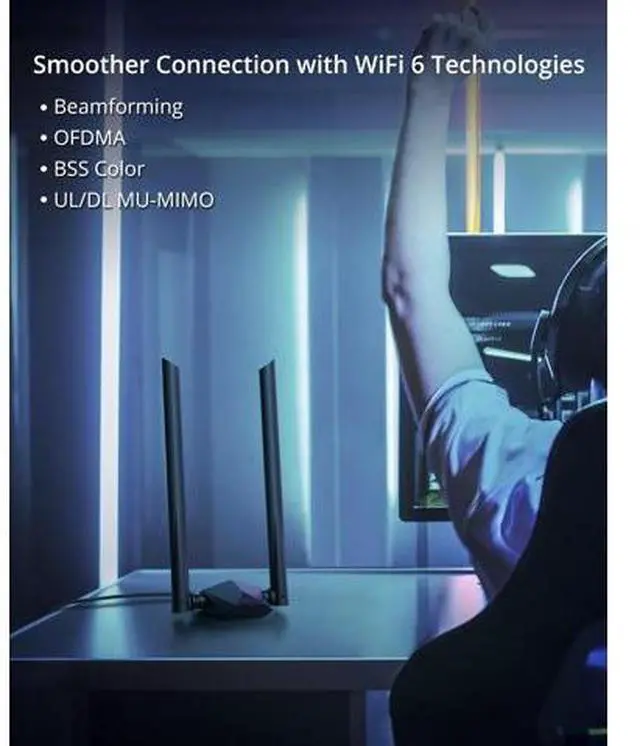 Alt view image 6 of 7 - BrosTrend USB WiFi 6 Adapter AX1800 Long Range USB WiFi Adapter for PC Laptop Desktop 5GHz/1201Mbps + 2.4GHz/574Mbps Wireless Dongle with 2X High Gain Wi-Fi Antennas for Windows 11/10 ONLY