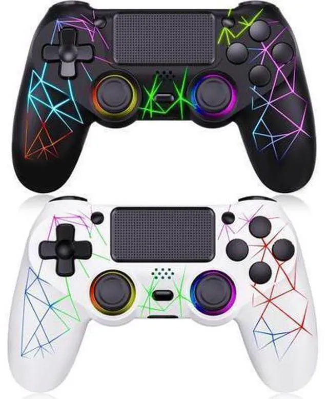 Main image of GamingBoy 2 Pack Wireless Controller for PS4, Light-up RGB Remote Control for Ps4/PC with Hall Effect Joystick/1000mAh Battery/Type-C/Dual Vibration/6-Axis Gyro/Audio Jack/Touch PadWhite Black
