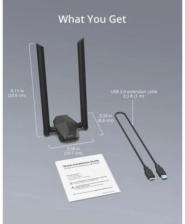 Alt view image 7 of 7 - BrosTrend USB WiFi 6 Adapter AX1800 Long Range USB WiFi Adapter for PC Laptop Desktop 5GHz/1201Mbps + 2.4GHz/574Mbps Wireless Dongle with 2X High Gain Wi-Fi Antennas for Windows 11/10 ONLY