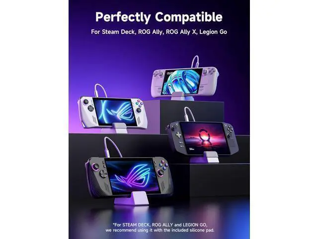 Alt view image 5 of 7 - JSAUX Docking Station Compatible with ROG Ally X/ROG Ally/Steam Deck/Legion Go, 6-in-1 ROG Ally X Dock with HDMI 4K@120Hz, Gigabit Ethernet, Dual USB-A & USB-C 3.2 Gen 1, 100W PD Charging - White