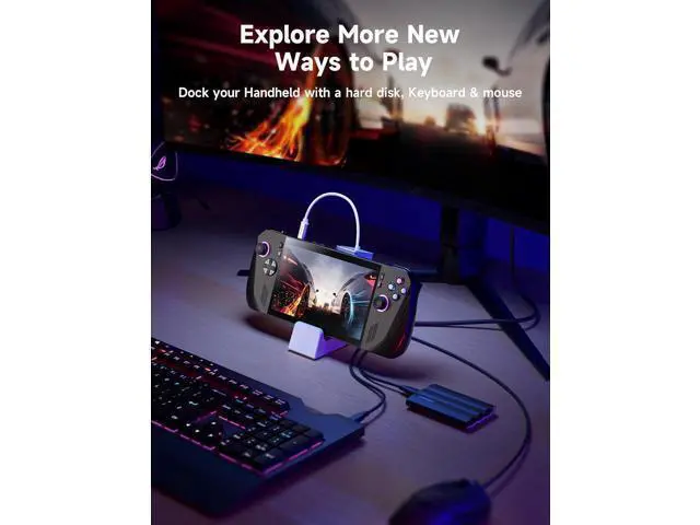 Alt view image 6 of 7 - JSAUX Docking Station Compatible with ROG Ally X/ROG Ally/Steam Deck/Legion Go, 6-in-1 ROG Ally X Dock with HDMI 4K@120Hz, Gigabit Ethernet, Dual USB-A & USB-C 3.2 Gen 1, 100W PD Charging - White