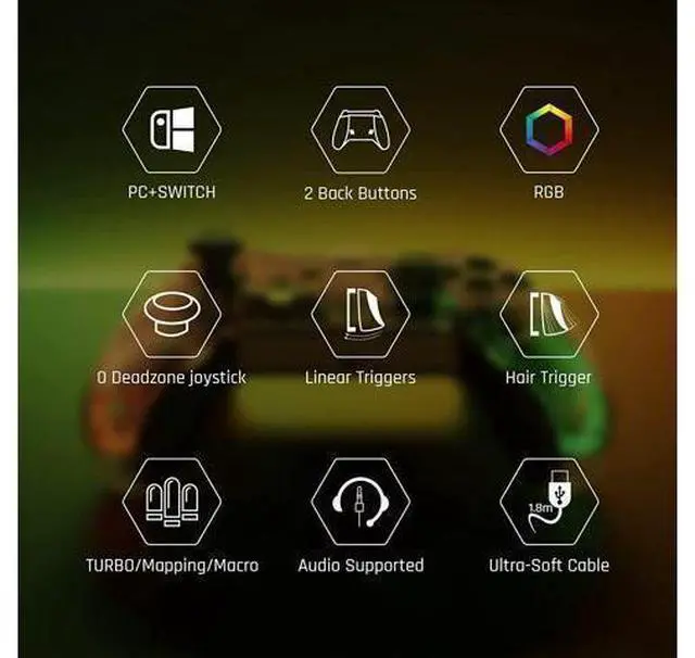 Alt view image 2 of 7 - BIGBIG WON Wired Controller, Rainbow Lite PC Controllers for Gaming RGB Light, Custom Buttons, Macro, Turbo, Dual Shock Controller for Switch/Win10&11 Controller for PS4 via R90 PC Game Controller