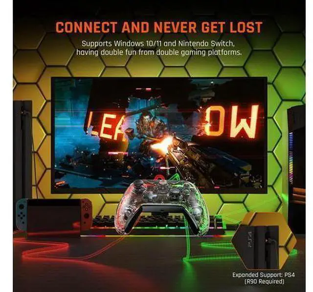 Alt view image 3 of 7 - BIGBIG WON Wired Controller, Rainbow Lite PC Controllers for Gaming RGB Light, Custom Buttons, Macro, Turbo, Dual Shock Controller for Switch/Win10&11 Controller for PS4 via R90 PC Game Controller