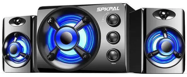 Main image of Computer Speaker with Subwoofer USB-Powered 2.1 Multimedia Speakers System,3.5mm Aux Input with LED Atmosphere Light Stereo Wired Desktop Speaker for Gaming PC,Laptops,Tablets