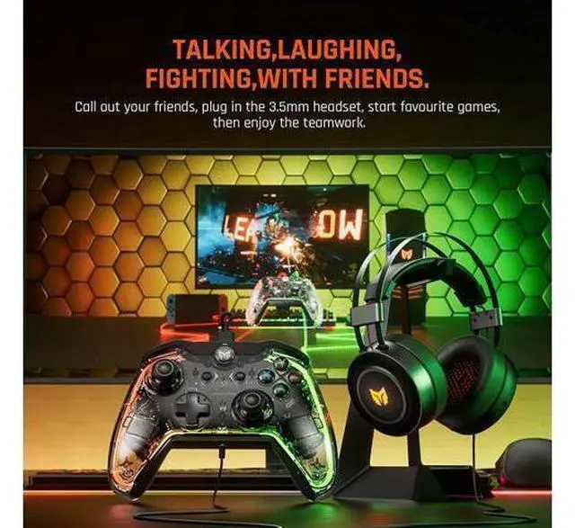 Alt view image 6 of 7 - BIGBIG WON Wired Controller, Rainbow Lite PC Controllers for Gaming RGB Light, Custom Buttons, Macro, Turbo, Dual Shock Controller for Switch/Win10&11 Controller for PS4 via R90 PC Game Controller