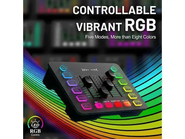 Alt view image 7 of 7 - JAENFONG Sound Card Audio Mixer Rechargeable Audio Interface Mixer with XLR Microphone Interface for Podcasting/Recording