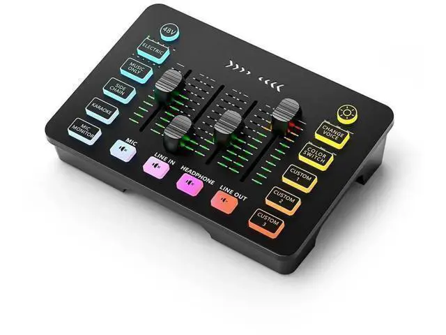 Alt view image 3 of 7 - JAENFONG Sound Card Audio Mixer Rechargeable Audio Interface Mixer with XLR Microphone Interface for Podcasting/Recording