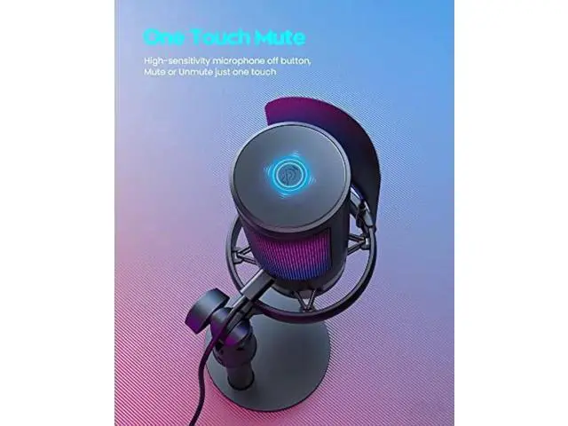 Alt view image 4 of 6 - Gaming Microphone, USB PC Mic for Podcasts Videos, Streaming, Condenser Mic with Quick Mute, Tripod Stand, Pop Filter, RGB Indicator, Shock Mount, Rotate gain button, Compatible with PS4/5/PC