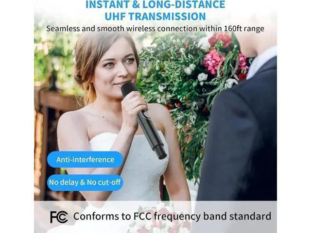 Alt view image 4 of 7 - Wireless Microphones, Professional UHF Dual Microphones for Karaoke, Wireless Dynamic Microphone System Set with Rechargeable Receiver,Plug and Play, Speech, Wedding, Church, PA System