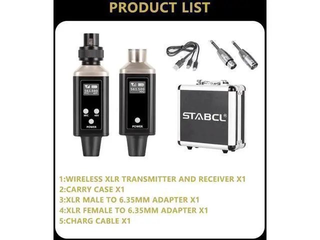 Alt view image 4 of 7 - UHF Wireless XLR Transmitter and Receiver with Carry Case, Professional Wireless Microphone XLR Adapter for Dynamic & Condenser Mics and Audio Mixer Pa System, Rechargeable, 200ft Range.