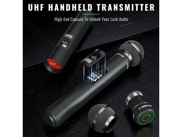 Alt view image 3 of 3 - Phenyx Pro Professional Wireless Microphone, UHF Dynamic Mic, Metal Cordless Mic, Handheld Microphone for PTU-71/PTU-7000/PTU-6000 with Selectable Frequencies (PWH-7)