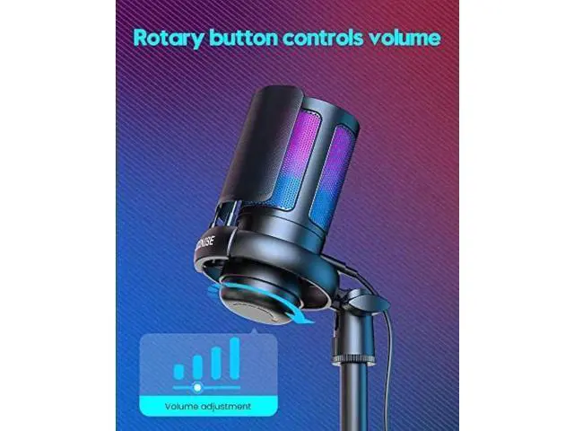 Alt view image 5 of 6 - Gaming Microphone, USB PC Mic for Podcasts Videos, Streaming, Condenser Mic with Quick Mute, Tripod Stand, Pop Filter, RGB Indicator, Shock Mount, Rotate gain button, Compatible with PS4/5/PC