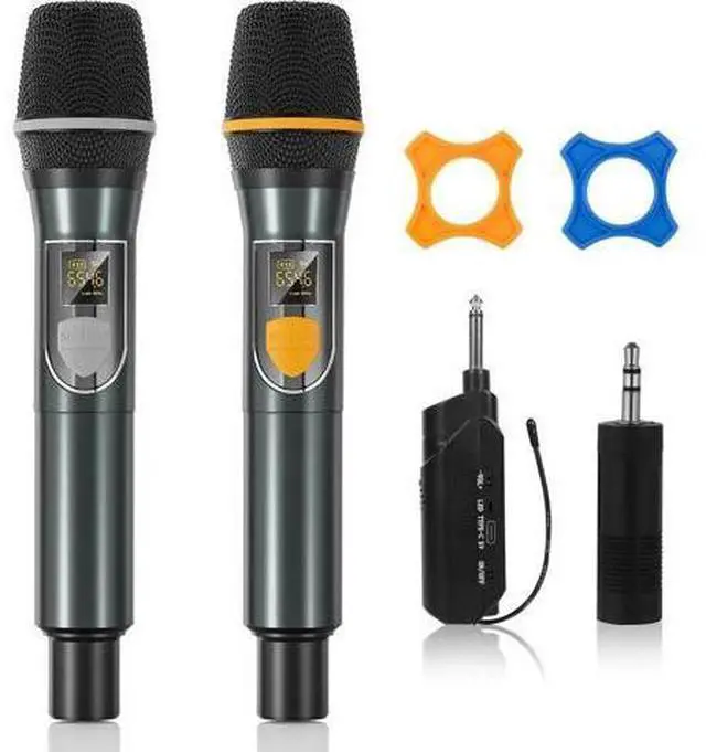 Main image of Wireless Microphones, Professional UHF Dual Microphones for Karaoke, Wireless Dynamic Microphone System Set with Rechargeable Receiver,Plug and Play, Speech, Wedding, Church, PA System