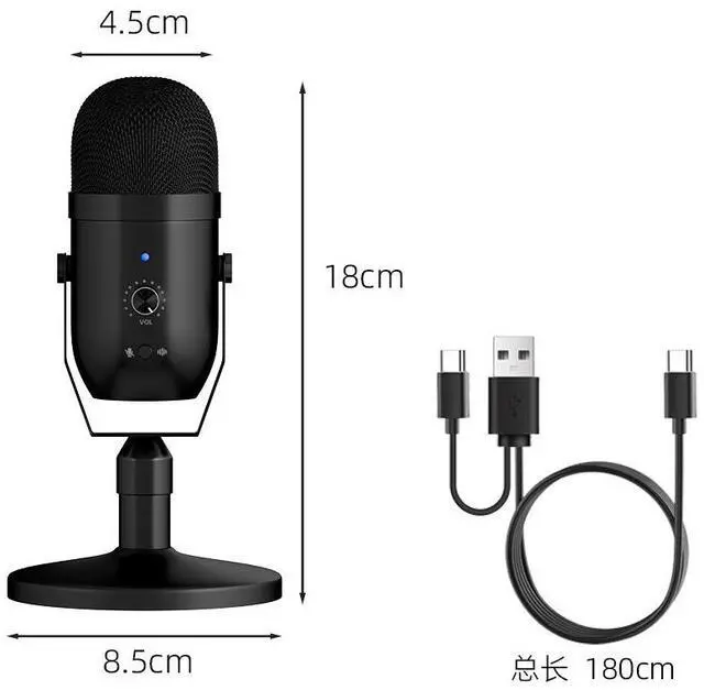 Alt view image 2 of 6 - USB capacitive microphone for computer, PS4 game live streaming recording microphone, mobile phone dubbing recording, noise reduction microphone, type-C