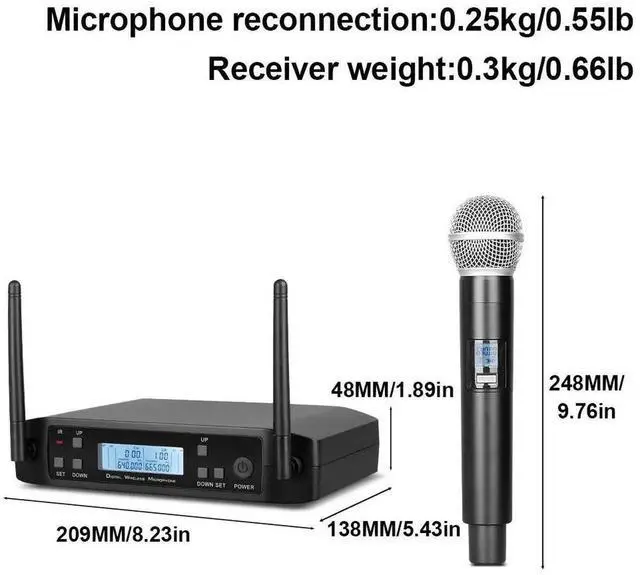 Alt view image 6 of 6 - GLXD4 two-in-one wireless microphone for home karaoke and professional KTV, UHF adjustable frequency microphone, section U Beta58A handheld - metal material European plug
