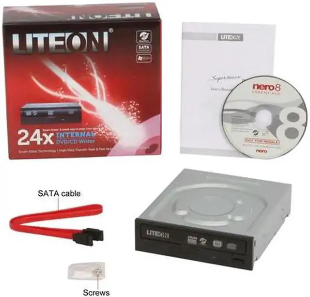 Alt view image 3 of 3 - CD/DVD Burner 24X DVD+R 8X DVD+RW 24X DVD-R 6X DVD-RW 16X DVD-ROM 48X CD-R 32X CD-RW 48X CD-ROM Black SATA Model iHAS324-08