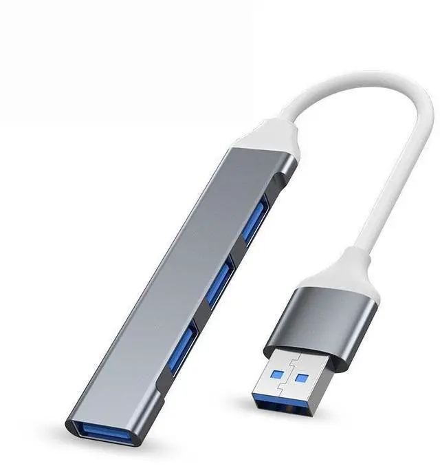 Main image of USB hub extender - Four-in-one hub, Type-C to four-outlet docking station, external device for connecting computers and mobile phones, converter USB 3.0 black line gray color