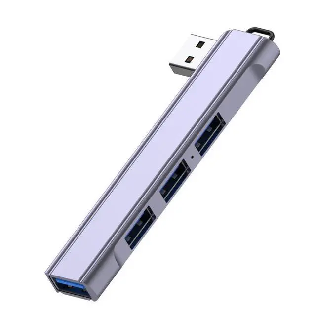 Alt view image 2 of 5 - Laptop 3.0 USB splitter Type C hub Aluminum expansion device Quad-port curved hub Silver-colored on the right side - USB upgrade version