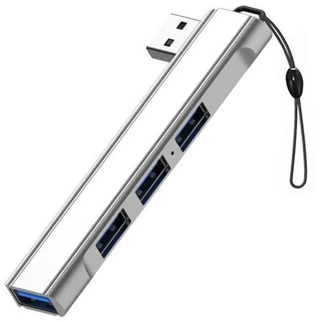 Main image of Laptop 3.0 USB splitter Type C hub Aluminum expansion device Quad-port curved hub Silver-colored on the right side - USB upgrade version