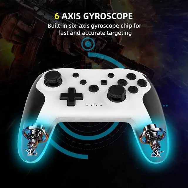 Alt view image 4 of 5 - Switch Bluetooth wireless controller wakes up the six-axis gyroscope motion-sensing dual vibration Switch game controller Translucent black