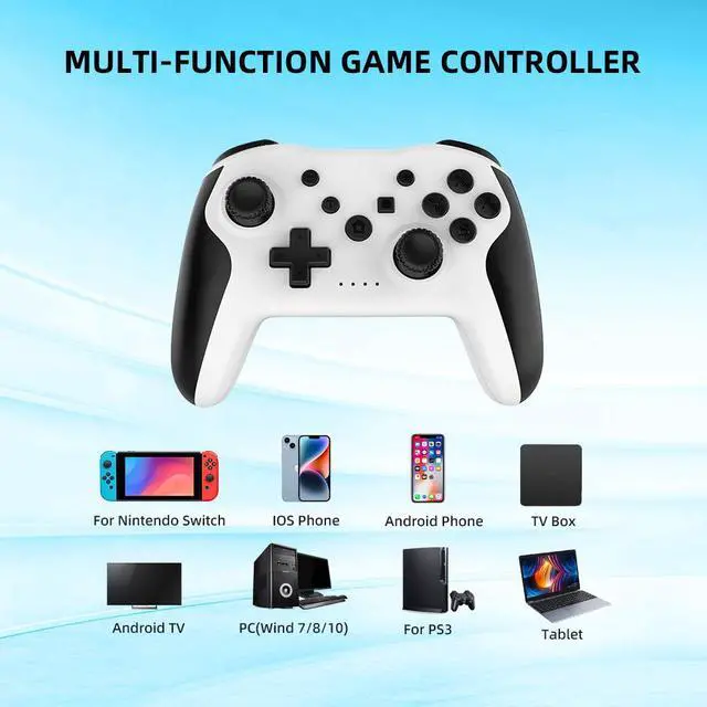 Alt view image 3 of 5 - Switch Bluetooth wireless controller wakes up the six-axis gyroscope motion-sensing dual vibration Switch game controller Translucent black