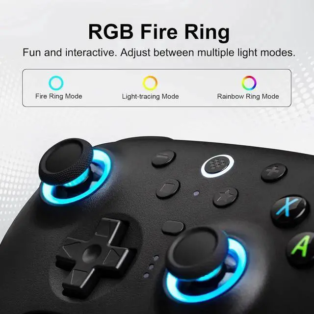 Alt view image 4 of 7 - 8BitDo Ultimate 2 Wireless Controller for Windows PC, Apple, Steam & Android, Gaming Controller with TMR Joysticks, Hall/Tactile Triggers, Motion Control, RGB Fire Ring, 1000Hz Polling Rate Black