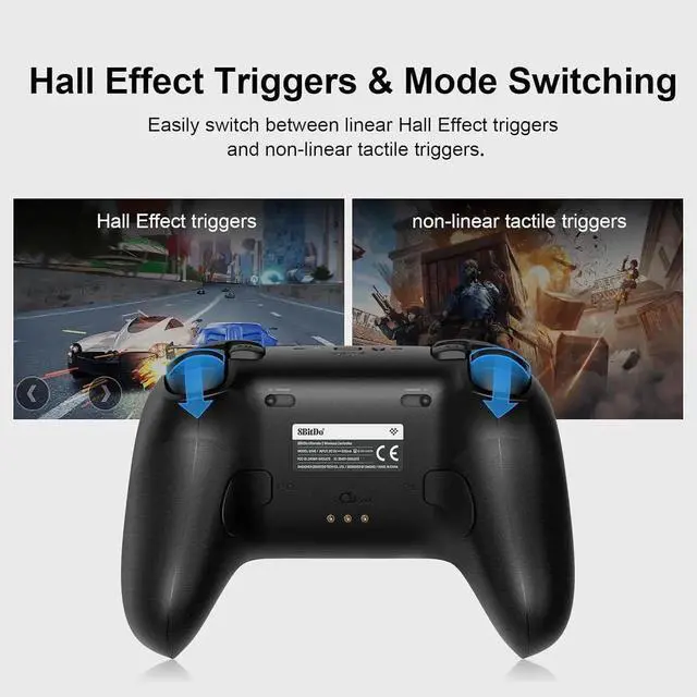 Alt view image 3 of 7 - 8BitDo Ultimate 2 Wireless Controller for Windows PC, Apple, Steam & Android, Gaming Controller with TMR Joysticks, Hall/Tactile Triggers, Motion Control, RGB Fire Ring, 1000Hz Polling Rate Black