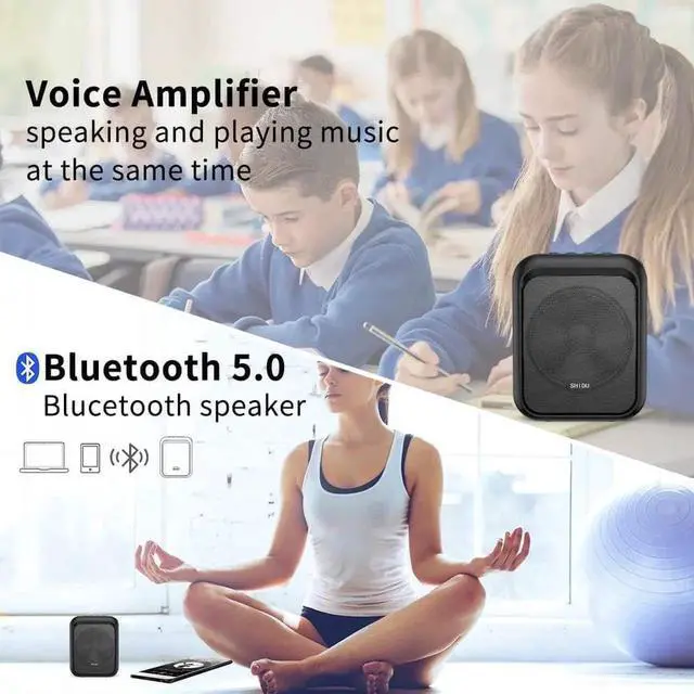 Alt view image 4 of 6 - Mini Voice Amplifier Portable Rechargeable Bluetooth Speaker with Wired Microphone Headset 10W 1800mAh PA Systerm Supports MP3 Format Audio for Teacher Taxi Driver Coaches
