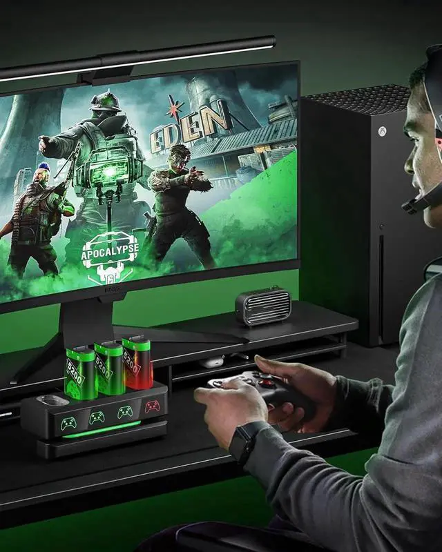 Alt view image 2 of 7 - Rechargeable Battery Pack for Xbox One / Xbox Series X|S Xbox One S / Xbox One X / Xbox One Elite with 4 x 5200mWh Batteries, Controller Battery Pack Accessories with Controller Charger