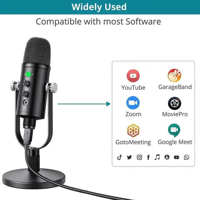 Alt view image 7 of 7 - USB Microphone Cardioid USB Microphone Condenser Microphone PC Gaming Computer Microphone with Round Support for Streaming Podcasting Vocal Recording Compatible with Windows Desktop Laptop