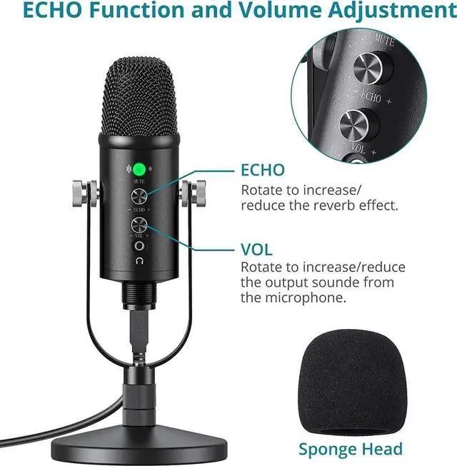 Alt view image 2 of 7 - USB Microphone Cardioid USB Microphone Condenser Microphone PC Gaming Computer Microphone with Round Support for Streaming Podcasting Vocal Recording Compatible with Windows Desktop Laptop