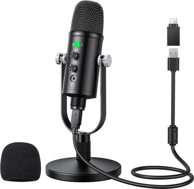Main image of USB Microphone Cardioid USB Microphone Condenser Microphone PC Gaming Computer Microphone with Round Support for Streaming Podcasting Vocal Recording Compatible with Windows Desktop Laptop