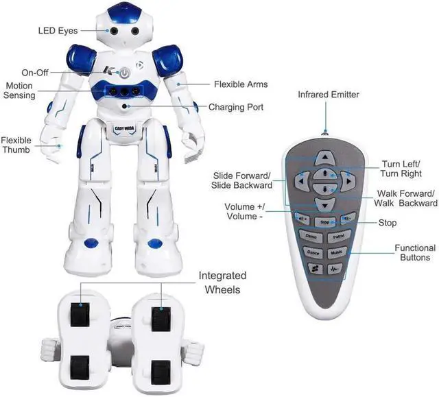 Alt view image 6 of 6 - Remote Control Robot For Kids Intelligent RC Programmable Robot With Infrared Controller Toys Dancing Singing LED Eyes Gesture Sensing Robot Kit For Childrens Entertainment