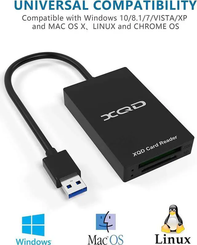 Alt view image 6 of 7 - XQD Card Reader, USB 3.0 XQD/SD Card Reader Dual Slot Memory Card Reader 5Gpbs Super Speed Support Sony G/M Series, Lexar 2933x/1400x USB Mark XQD Card,SD Card for Windows/Mac OS