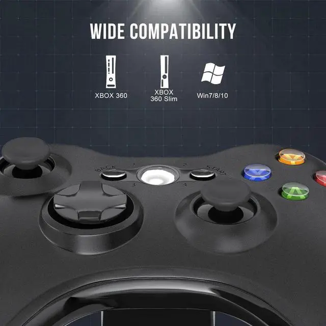 Alt view image 4 of 7 - Wireless Controller Compatible with Xbox 360 2.4GHZ Gamepad Joy Standick Wireless Controller Compatible with Xbox 360 PC Windows 781011 with Receiver - Black