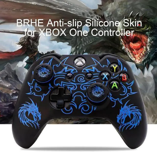 Alt view image 4 of 6 - Controller Skin for Xbox-One, BRHE Anti-Slip Silicone Cover Protector Case Accessories Set for Microsoft Xbox 1 Wireless/Wired Gamepad Joystick with 2 Thumb Grips Caps Blue