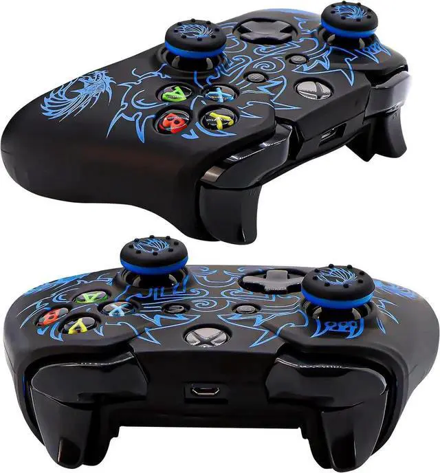 Alt view image 3 of 6 - Controller Skin for Xbox-One, BRHE Anti-Slip Silicone Cover Protector Case Accessories Set for Microsoft Xbox 1 Wireless/Wired Gamepad Joystick with 2 Thumb Grips Caps Blue