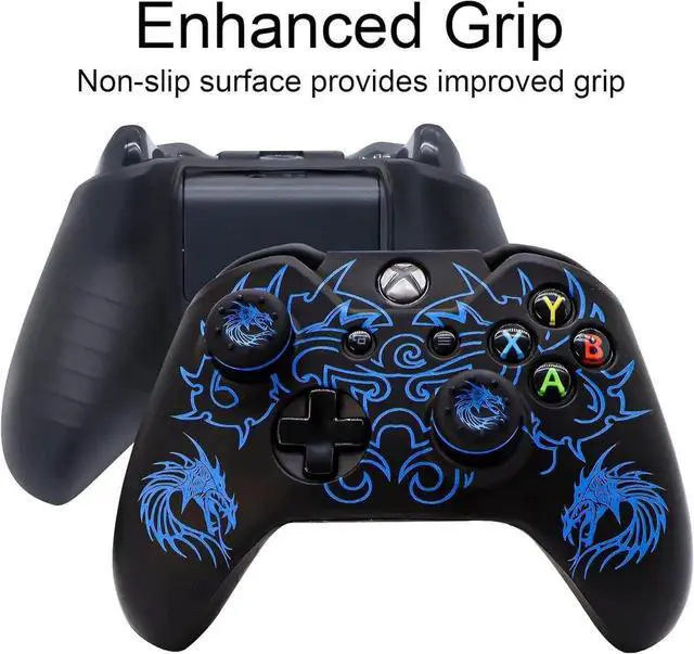 Alt view image 5 of 6 - Controller Skin for Xbox-One, BRHE Anti-Slip Silicone Cover Protector Case Accessories Set for Microsoft Xbox 1 Wireless/Wired Gamepad Joystick with 2 Thumb Grips Caps Blue