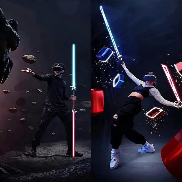 Alt view image 4 of 7 - VR Game Handle Accessories for Quest 2 Controllers, Dual Handles Extension Grips for Playing Beat Saber Gorilla Tag Games,VR Golf Club Attachment Compatible with Playing Golf+First PersonTennis