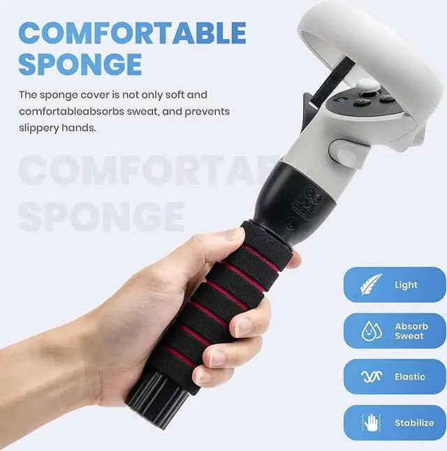 Alt view image 3 of 7 - VR Game Handle Accessories for Quest 2 Controllers, Dual Handles Extension Grips for Playing Beat Saber Gorilla Tag Games,VR Golf Club Attachment Compatible with Playing Golf+First PersonTennis