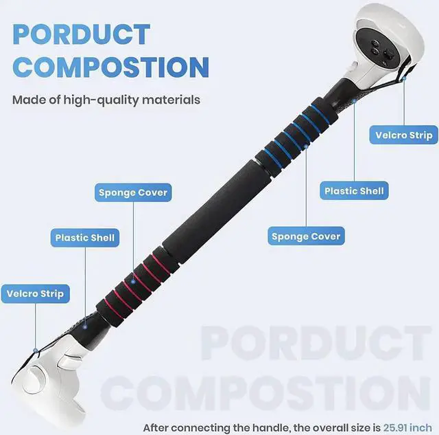 Alt view image 7 of 7 - VR Game Handle Accessories for Quest 2 Controllers, Dual Handles Extension Grips for Playing Beat Saber Gorilla Tag Games,VR Golf Club Attachment Compatible with Playing Golf+First PersonTennis