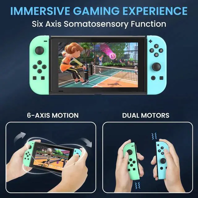 Alt view image 2 of 7 - Joy Cons for Switch Controllers, Wireless L/R Joy Con Controllers for Switch with Dual Vibration, RGB Light, Motion Control, and One-key Awake