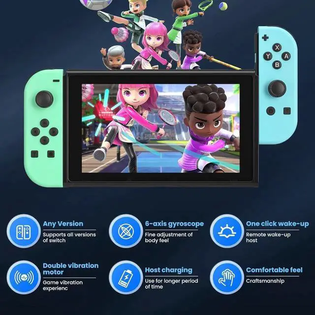 Alt view image 6 of 7 - Joy Cons for Switch Controllers, Wireless L/R Joy Con Controllers for Switch with Dual Vibration, RGB Light, Motion Control, and One-key Awake