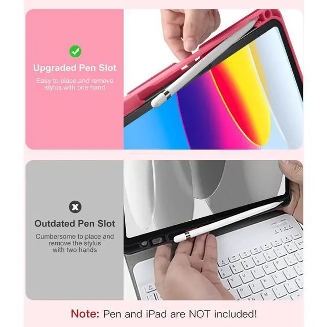 Alt view image 3 of 5 - iPad 11th generation keyboard protection case with 10.9-inch seven-color backlight, 9th generation tablet shell, air magnetic attachment, pen slot on the top, split design, suitable for all models.